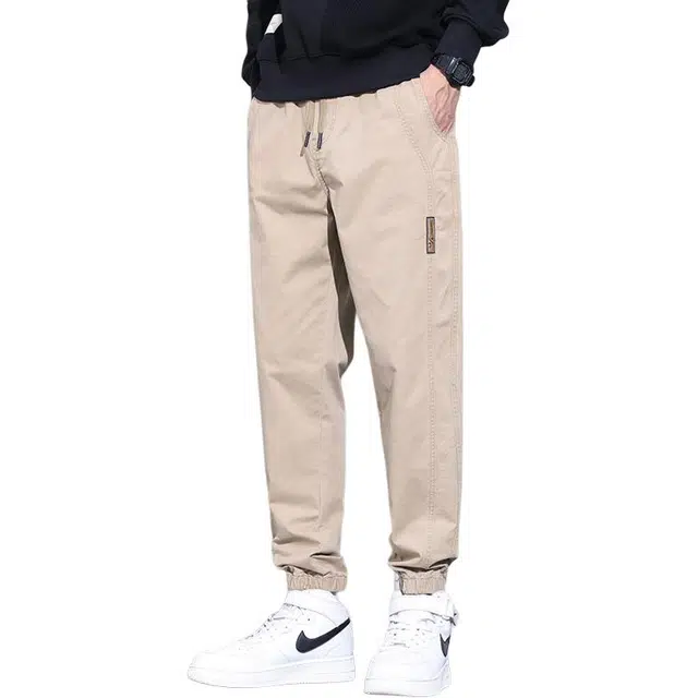 么宁 棉质简约百搭宽松弹力束脚裤潮流时尚舒适透气个性痞帅休闲裤 男女同款