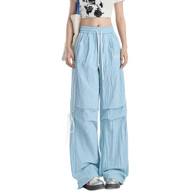 玫丝朵 美式阔腿蝴蝶结抽绳休闲裤 女款