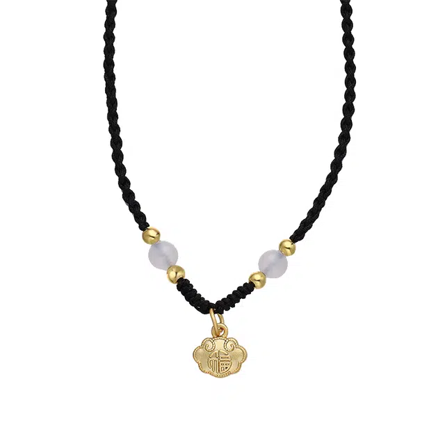 华髻 新中式古法传承平安锁 福气满满复古国潮手工编织绳 项链 男女同款情侣款