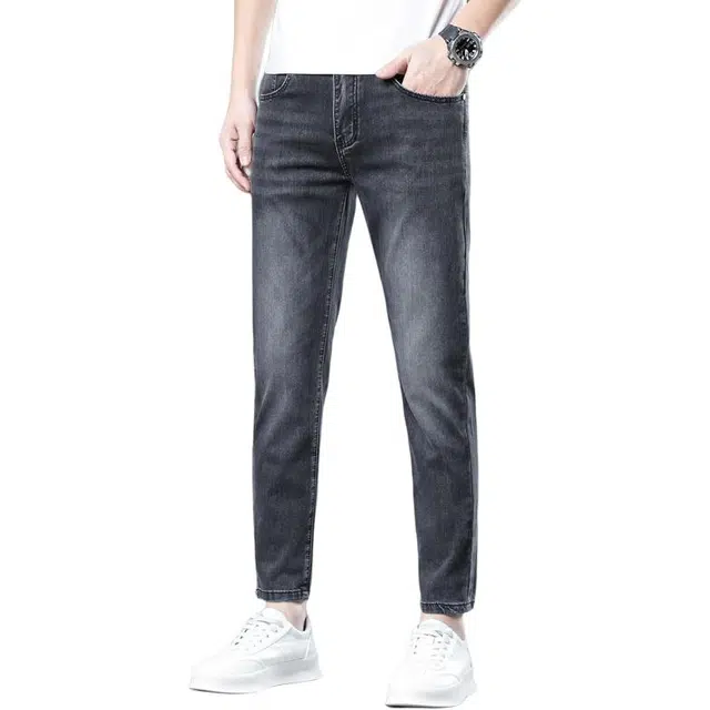 潮人榜 夏季薄款美式潮牌修身小脚弹力裤子潮流休闲百搭痞帅高端九分牛仔裤 男款