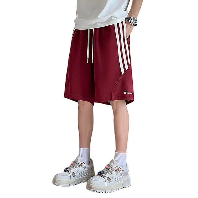 加荣 百搭透气条纹清凉休闲短裤 男女同款