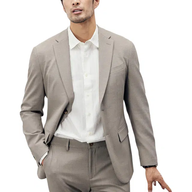 丹宁哲学 抗皱易打理弹力面料长袖平驳领标准便服单西西装 男款