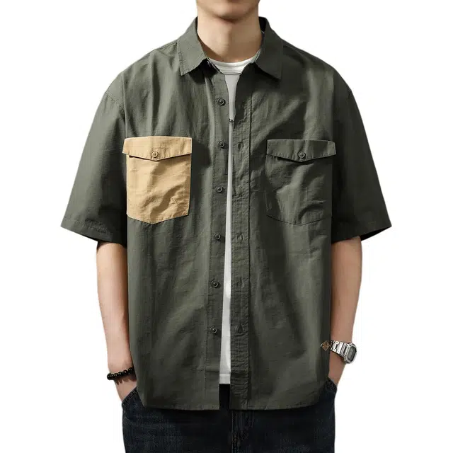 贵色 美式高级感时尚时髦简约潮流休闲短袖衬衫 男女同款