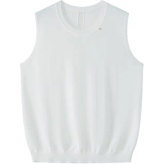 曲韩 冰丝针织纯色无袖圆领背心 女款