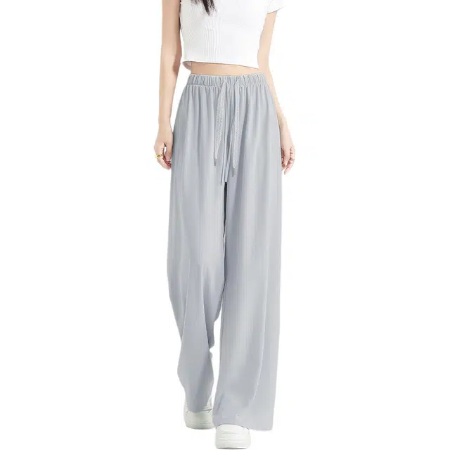 法文箱子 垂直感阔腿裤纯色高腰长裤休闲裤 女款