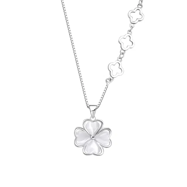 【S999足银纯银 幸运四叶草】 七好美银  精致轻奢时尚优雅小清新 简约小众高级感设计 日常约会通勤百搭锁骨链 琉璃 项链 女款