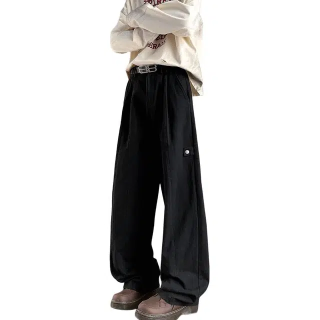 寻星记 美式时尚百搭冰丝高级感日系融合潮流舒适工装裤休闲裤 男女同款