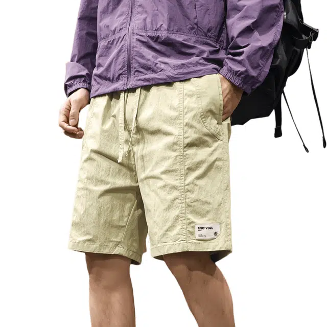 路杰邦 美式潮牌复古薄款透气直筒宽松百搭户外机能休闲中裤五分工装短裤 男款