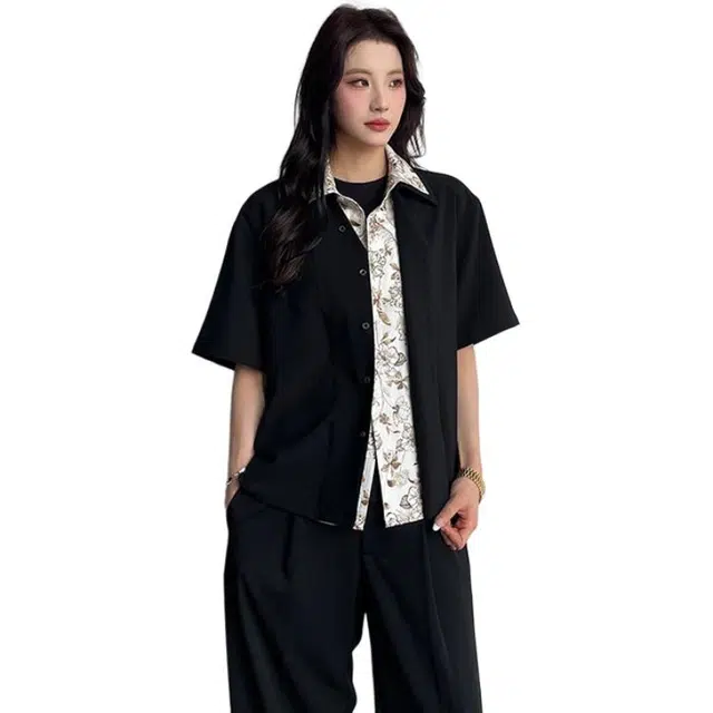 拓菲 痞帅高街复古高级感气质短袖衬衫 男女同款