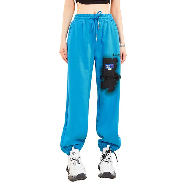 木果果木 卡通印花宽松百搭束脚长裤休闲裤 女款