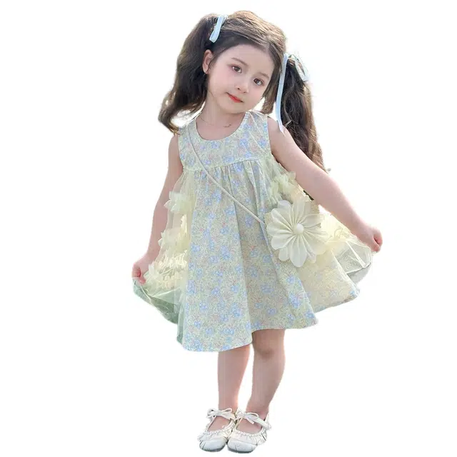 浪莎连衣裙 可爱碎花潮流无袖 中小童