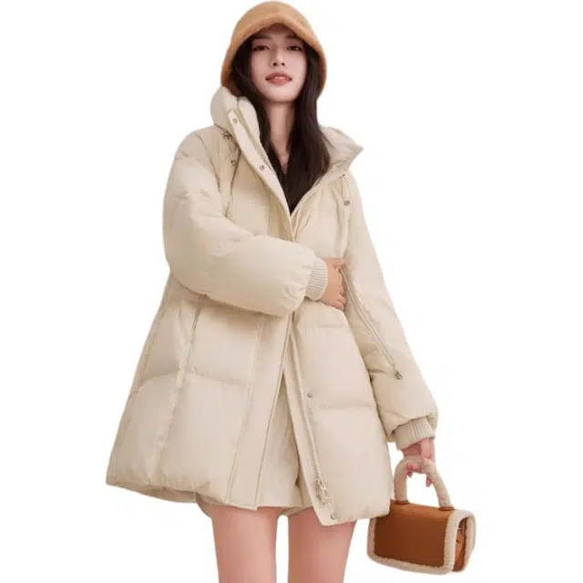 鸭鸭 连帽拉链休闲羽绒服 女