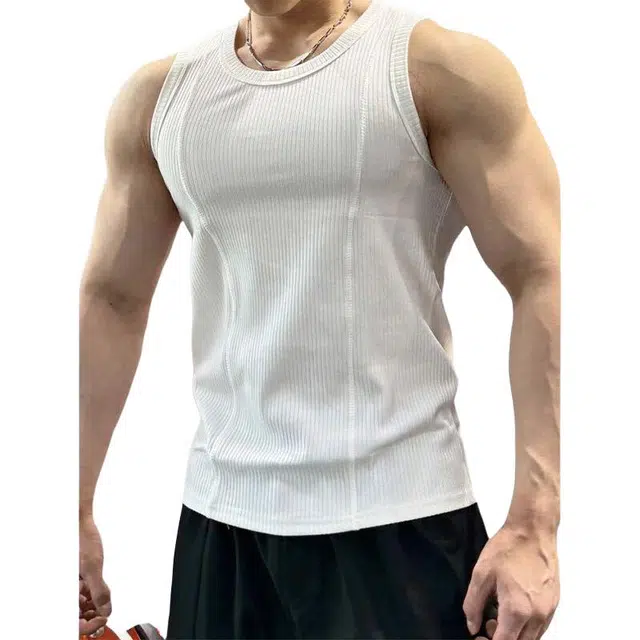 佐菲利 粗螺纹修身美式健身运动无袖背心 男款