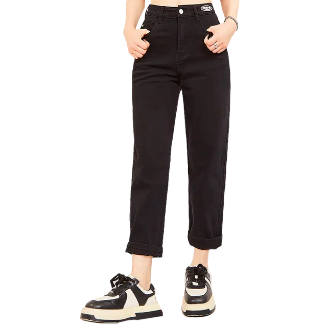 木果果木 宽松直筒百搭舒适九分牛仔裤 女