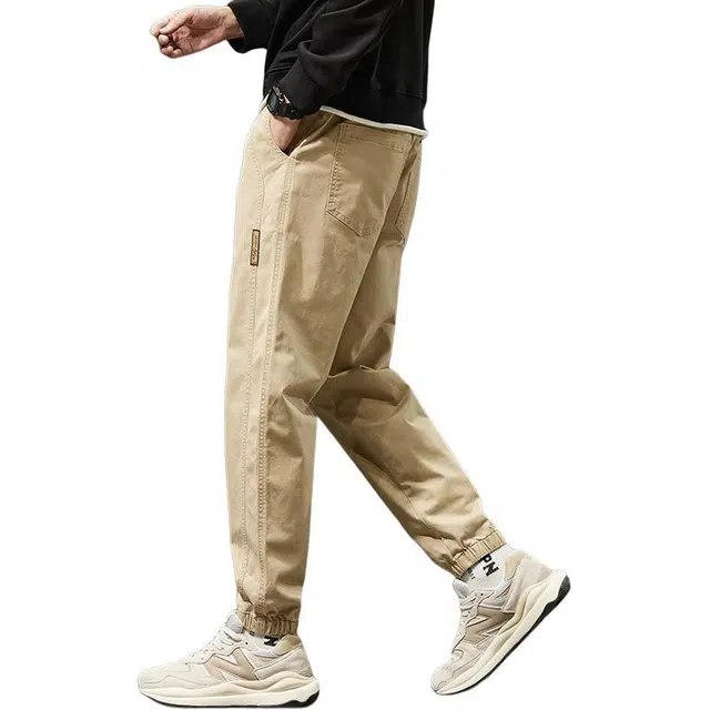 么宁 棉质简约百搭宽松弹力束脚裤潮流时尚舒适柔软透气个性痞帅休闲裤 男女同款