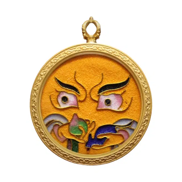 玉临门 国潮招财转运黄财神唐卡 合金 项链 男女同款情侣款