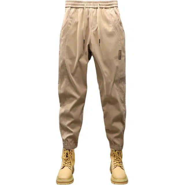 么宁 棉质简约百搭宽松弹力束脚裤舒适柔软透气潮流时尚个性痞帅休闲裤 男女同款