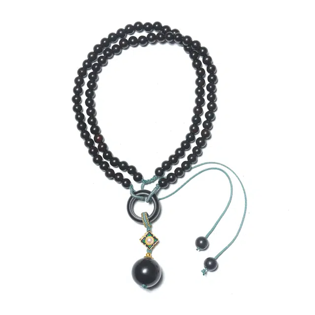 灵晔 新中式古风轻奢感佛珠链 招财纳福 考研考公上岸转运国潮文玩 黑檀 项链 男女同款情侣款