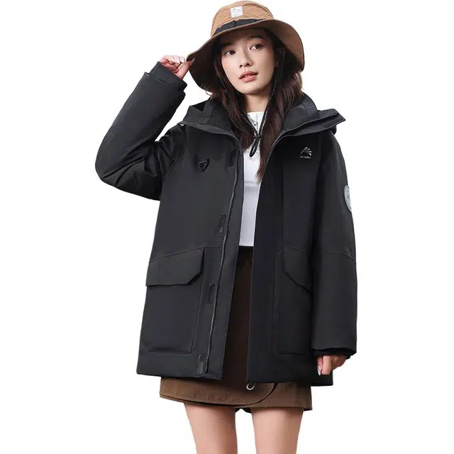 鸭鸭  冰壳系列 撞色三防百搭连帽加厚保暖外套  防水防风冲锋衣 男女同款