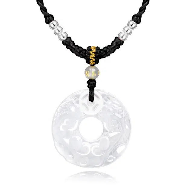 帝苏行 色泽莹润 招财貔貅平安扣吊坠 新中式国潮 吉祥如意平安顺遂 简约小众设计 玉髓 项链 女款