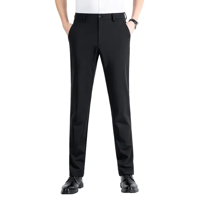 富铤 纯色清凉舒适弹力挺括垂顺日常通勤百搭直筒长裤休闲裤 男款