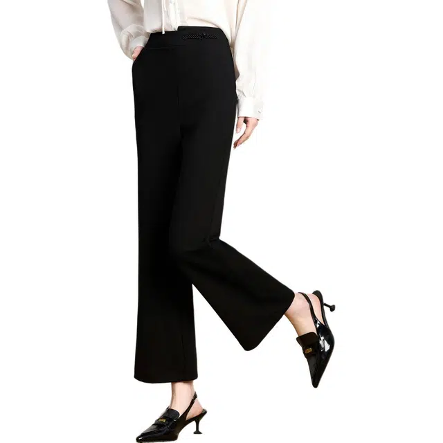 粉红玛琍 纯色舒适简约休闲裤 女款 黑色