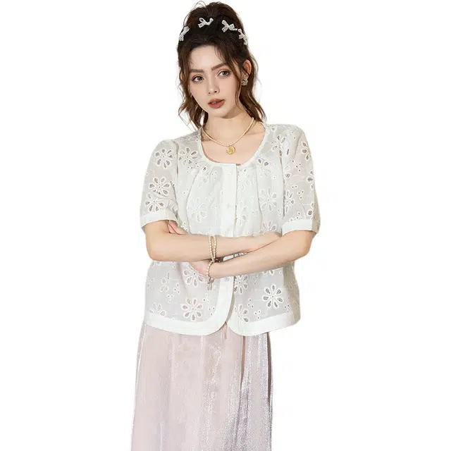 法文箱子 夏 高级感女短袖上衣衬衫 宽松 女款