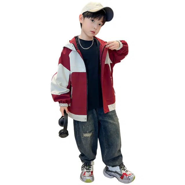 俞兆林上装 拼色时尚连帽百搭长袖 儿童款