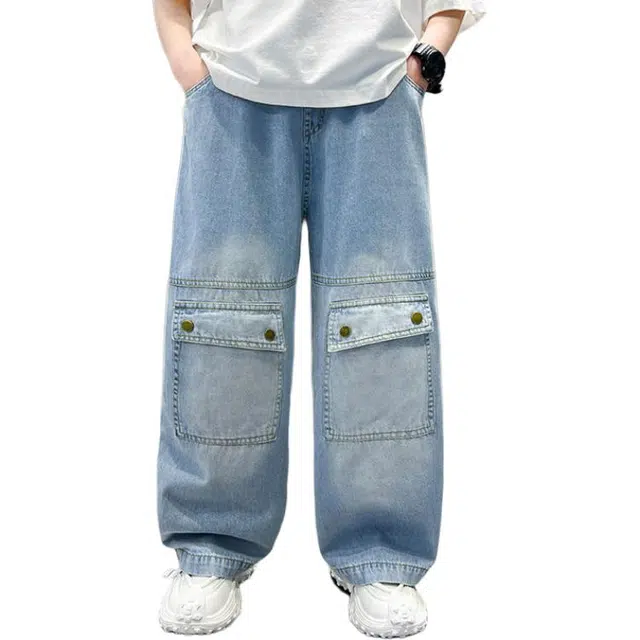 泰迪珍藏牛仔裤 冰丝防蚊潮宽松百搭九分裤 青少年