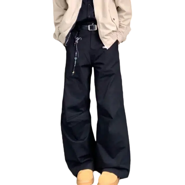 冈哉 美式高街纯色简约经典款高级感痞帅时尚直筒日常通勤百搭直筒宽松工装运动休闲裤 男女同款