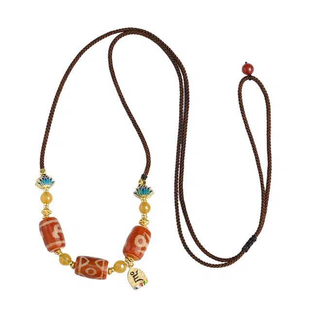 布达拉宫 红肉天珠金丝玉 高级感 挂件转运珠饰品 玛瑙 项链 男女同款情侣款