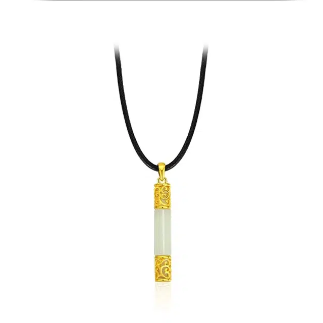 重庆金店 一生所爱 新中式平安扣 小众设计感精致梦幻轻奢甜美大方森系新中式日常 玉髓 项链 男女同款情侣款