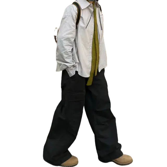 冈哉 复古高街宽松工装裤 男女同款