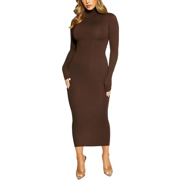 NAKED WARDROBE Turtleneck Midi Dress NW