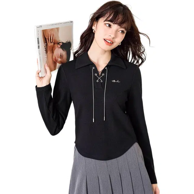 法文箱子 时尚修身显瘦百搭设计感长袖针织衫 女款