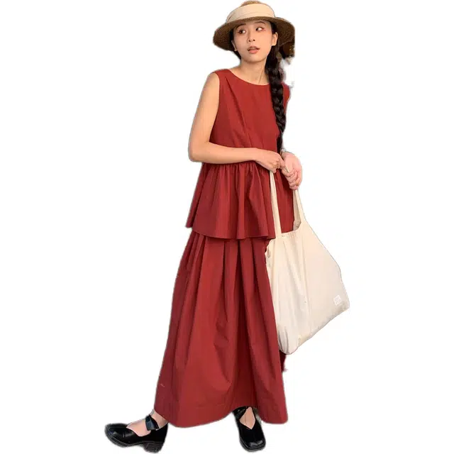 哒头下雨不愁 多巴胺时尚背心两件套设计感半身裙裙装套装 女款