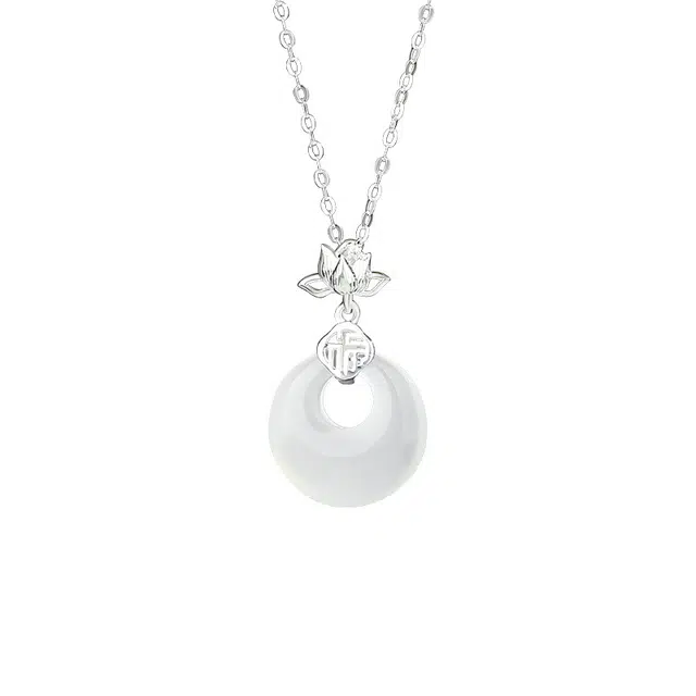 秦福炫 福运莲莲 福气满满平安扣 新中式国潮轻奢小众精致优雅气质高级感 玉髓 项链 女款