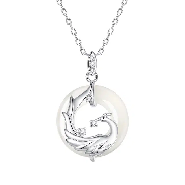 周大生 【赠尔平安喜乐】新中式平安扣纯银锁骨链 小众国风龙凤缠绕转运圆满顺遂显白贵气恋爱#好运 玉髓 项链 男女同款情侣款