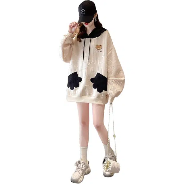 木清清 长袖洋气连帽简约卫衣 女款