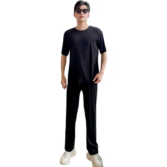 大白鲨 男夏季薄款潮牌短袖男士时尚搭配休闲运动套装 男款