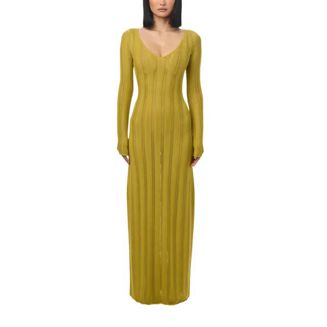 NAKED WARDROBE Knit V-Neck Maxi Dress