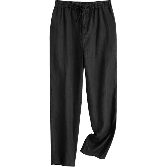 太子龍 中年直筒夏季薄款小脚亚麻男士裤子束脚九分裤休闲裤 男女同款