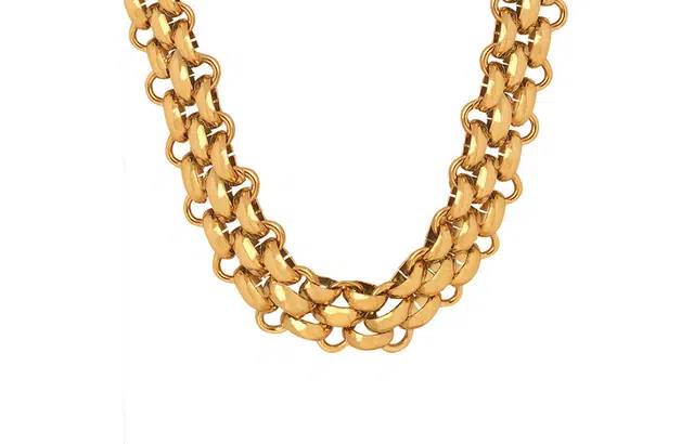 若觅 三排套环夸张潮人街头冷淡风欧美 钛钢 项链 女款