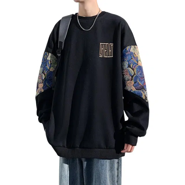 帝狼牛 美式卡通小熊字母印花早秋宽松休闲圆领套头长袖卫衣 男女同款