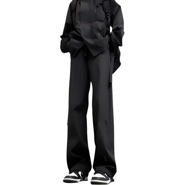 八哥 美式城市机能侧边拉链松紧宽松百搭防风户外通勤休闲裤 男女同款