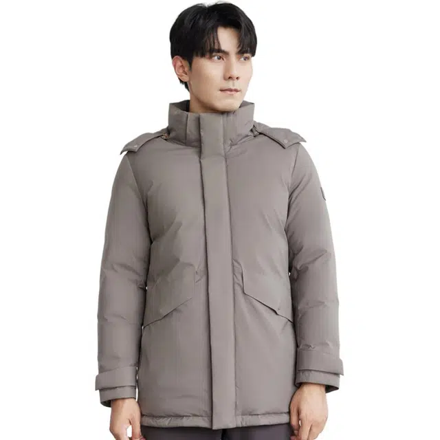 依文 简约时尚商务纯色高级感羽绒服 男款 灰咖色