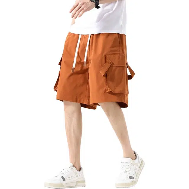 左岸 夏季薄款美式复古潮牌宽松中裤户外机能风运动休闲百搭大口袋五分裤工装短裤 男款