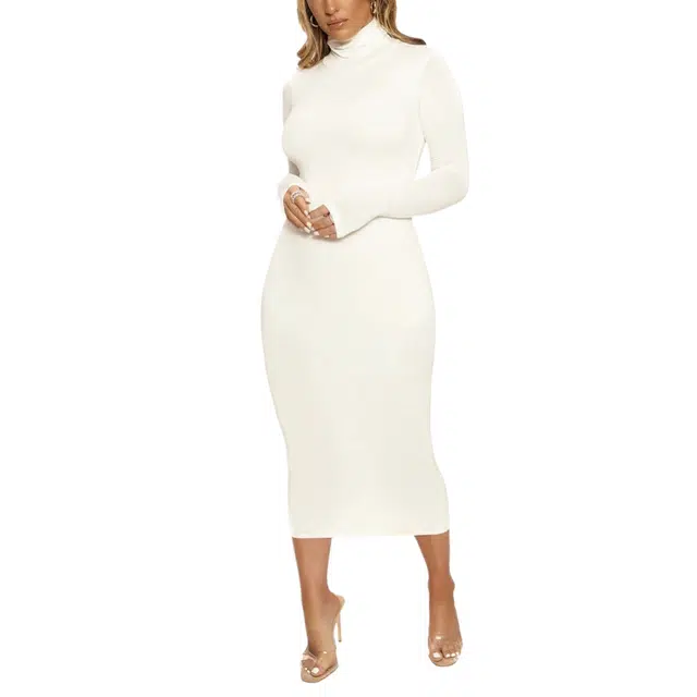 NAKED WARDROBE Turtleneck Midi Dress NW