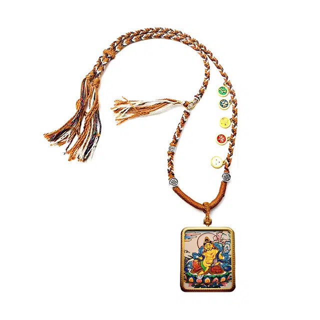 玉临门 八方来财 时来运转 黄财神 藏式风格小唐卡 #好运 合金 项链 男女同款情侣款