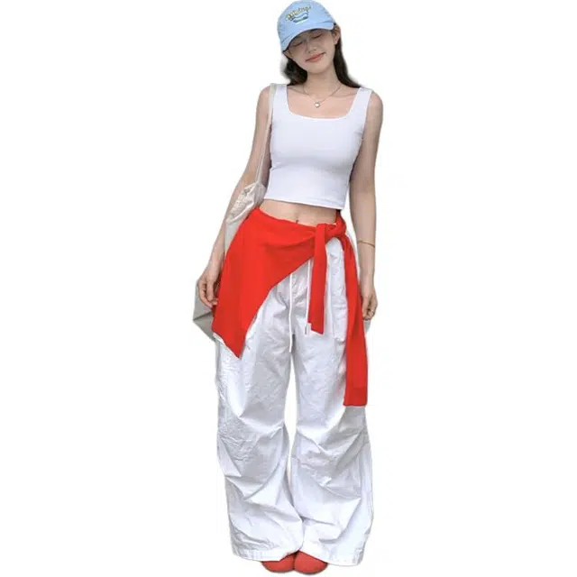 善己 吊带方领美背带胸垫辣妹修身纯色短款内搭外穿无袖背心 女款